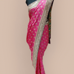 satin fabric with pure banarsi work