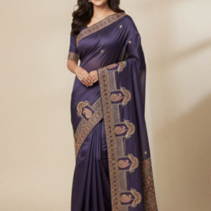 Chocolate fabric saree Heavy border work