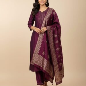 PURE SILK FABRIC WITH MIRROR WORK TOP WITH  DUPATTA AND PURE Silk FABRIC BOTTOM