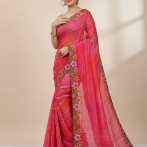 REPPAL FABRIC DIGITAL PRINT SAREE  WITH HEAVY EMBROIDERY RESHAM WORK BORDER