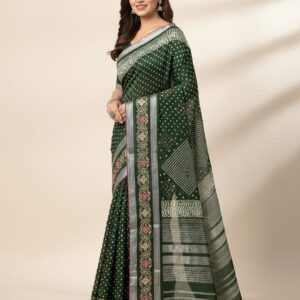 Pure moss fabric saree heavy double border and same fabric blouse  piece