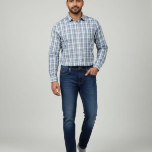 Pure washing cotton  fabric fancy check   shirt for men