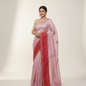 Pure Dola silk fabric saree with jaipuri border and blouse girlish saree