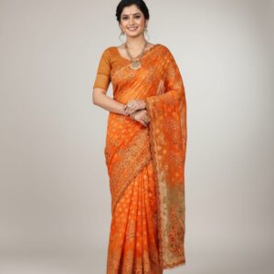 Pure braso work saree with fancy contrast heavy border