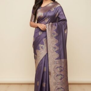 Pure Dola banarsi fabric saree with heavy pallu and blouse