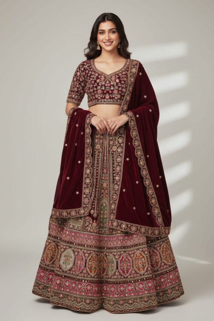 Bridal lahanga chunni Heavy jarkan and mirror jodhpuri work