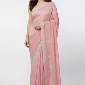 Pure Fandy fabric saree heavy embroidery work saree and heavy embroidery work border and blouse