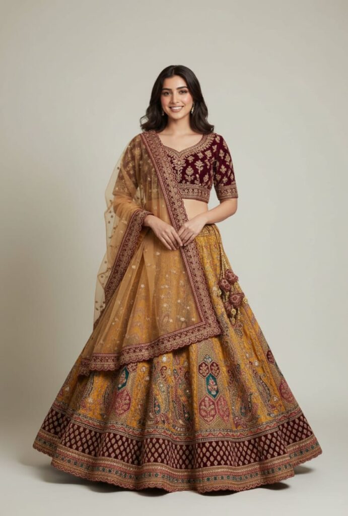 Bridal lahanga chunni Heavy jarkan and mirror jodhpuri work