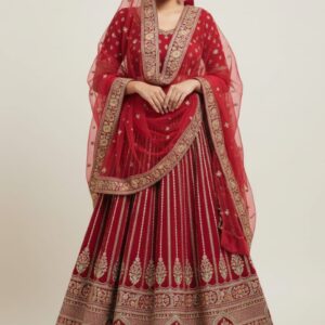 Bridal lahanga chunni with  Heavy jarkan and jodhpuri work