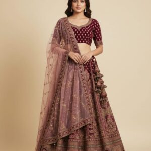 Bridal lahanga chunni with  Heavy jarkan and mirror jodhpuri work