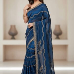 SATIN CHIFFON JARI+ HEAVY JARKAN WORK