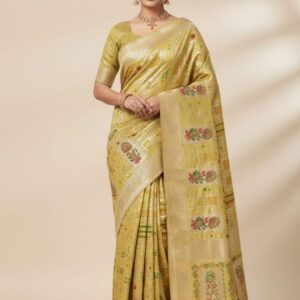 BANARASI SILK MULTI JARI BANDHANI DESIGN SAREE, JARKAN WORK