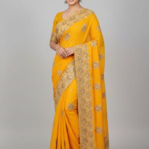 Pure weight less fabric with heavy jari embroidery border and light weight jari work saree