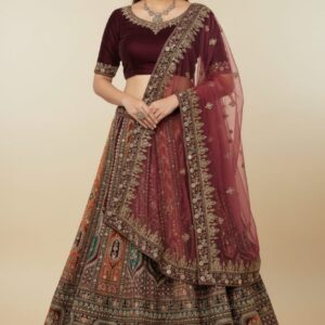 Bridal lahanga chunni with  Heavy jarkan and multi color jodhpuri work