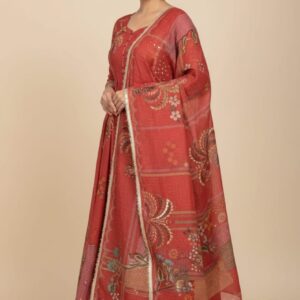 Glass chanderi fabric top viscose silk fabric bottom and glass chanderi dupatta