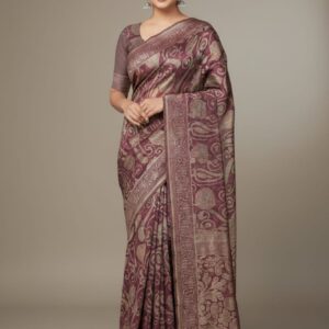 Pure ambrose fabric saree with heavy broket fabric blouse