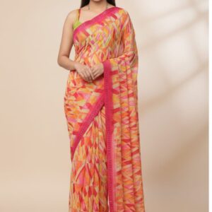 Digital print Designer saree with sirosky work full border and blouse