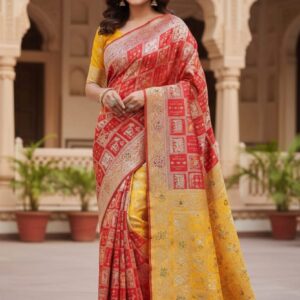 BANARASI CONTRAST PALLU WITH JARKAN WORK